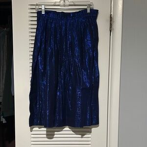 J. Crew Shiny Navy Midi Skirt
